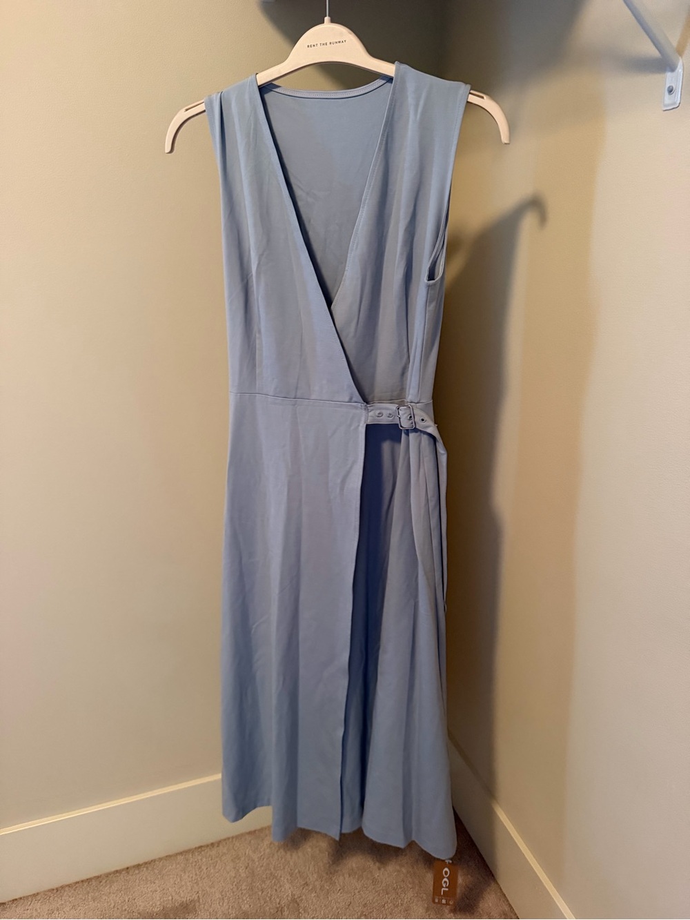 OGL Powder Blue Sleeveless Wrap Midi Dress